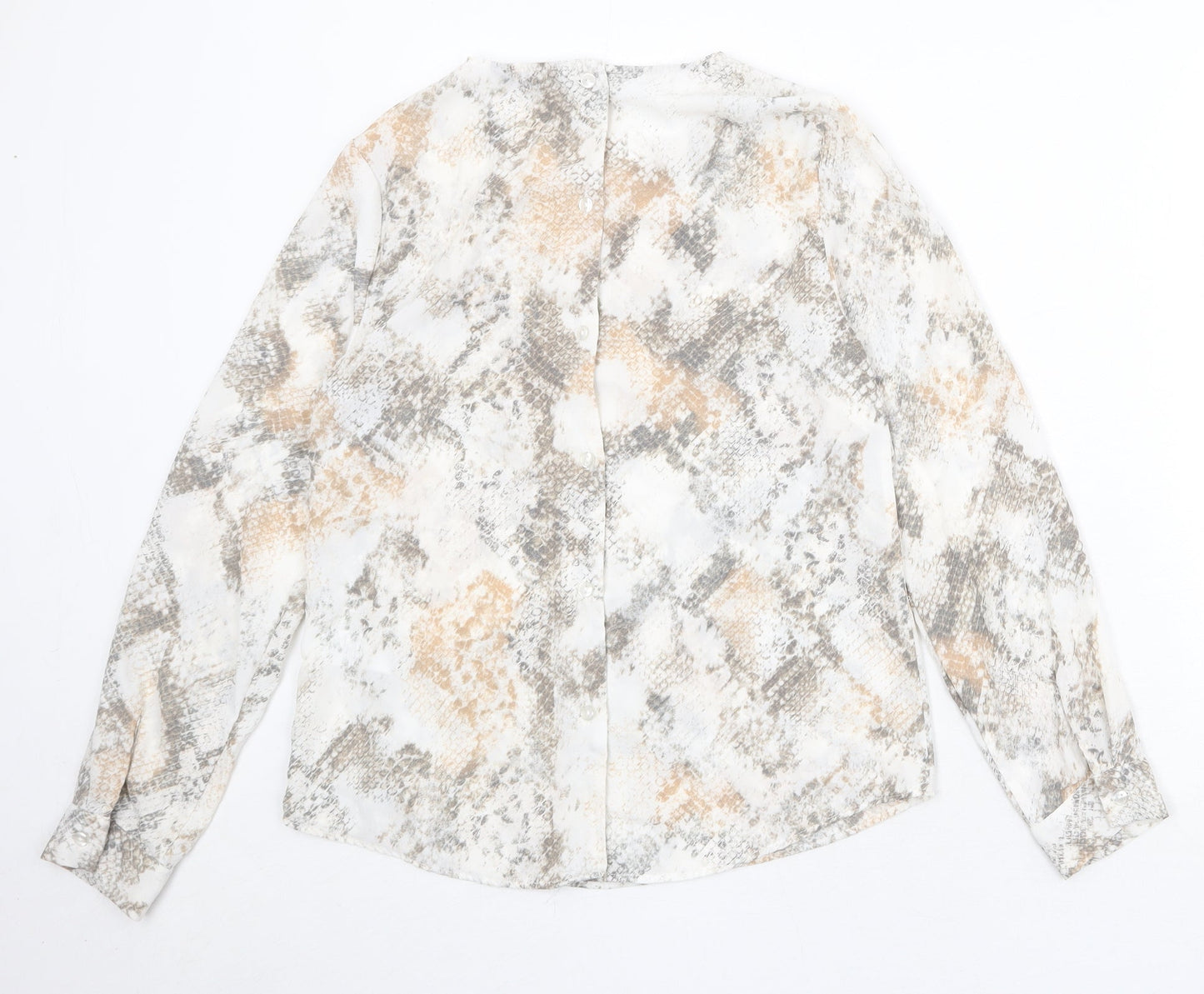 New Look Womens Beige Animal Print Polyester Basic Blouse Size 10 Square Neck - Snakeskin Pattern