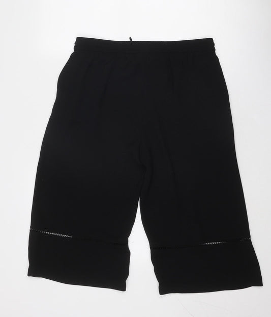 Zara Womens Black Polyacrylate Fibre Cropped Trousers Size L Regular Drawstring