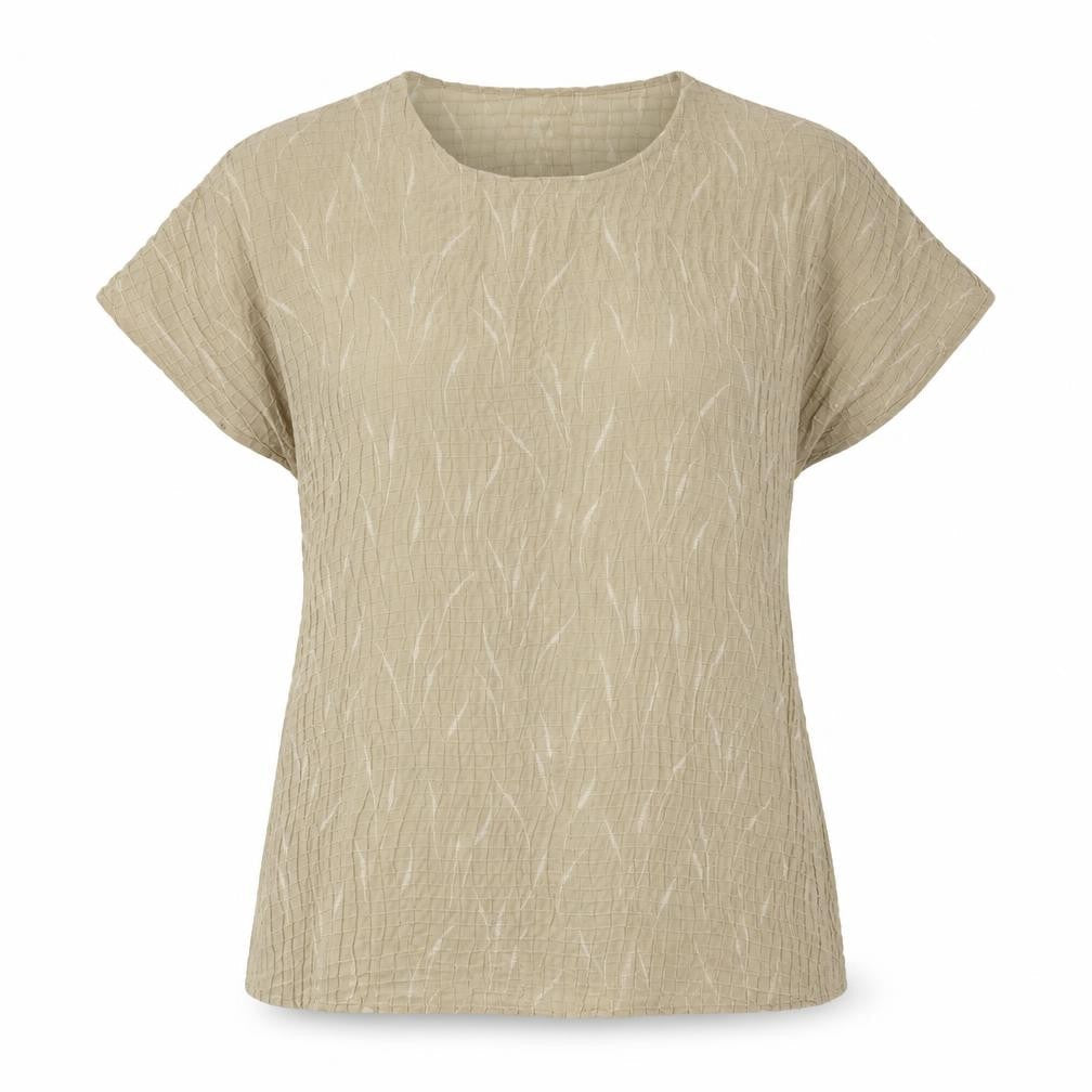 Bianca Womens Beige Geometric Polyester Basic Blouse Size 12 Round Neck
