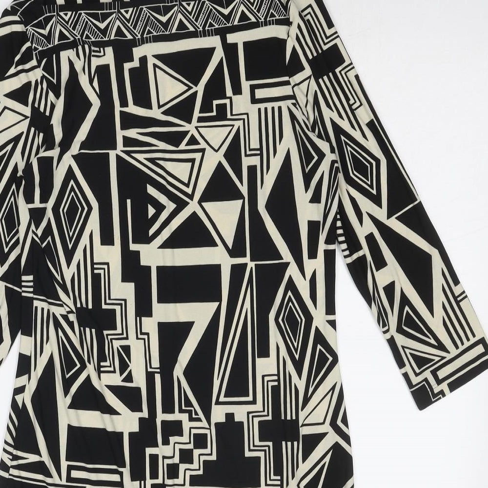 Wallis Womens Black Geometric Polyester A-Line Size S Round Neck Pullover
