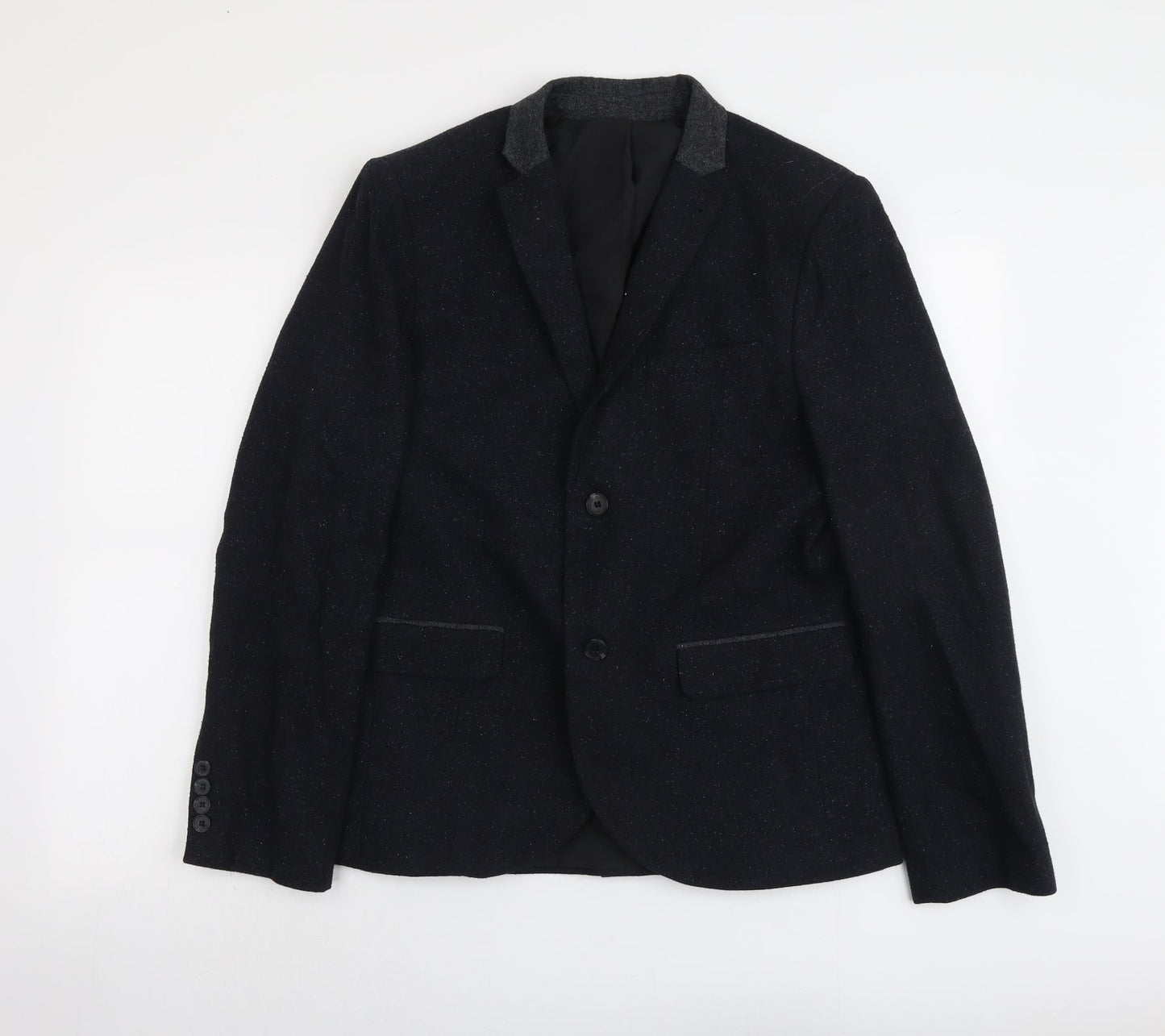 Topman Mens Blue Acrylic Jacket Suit Jacket Size 40 Regular