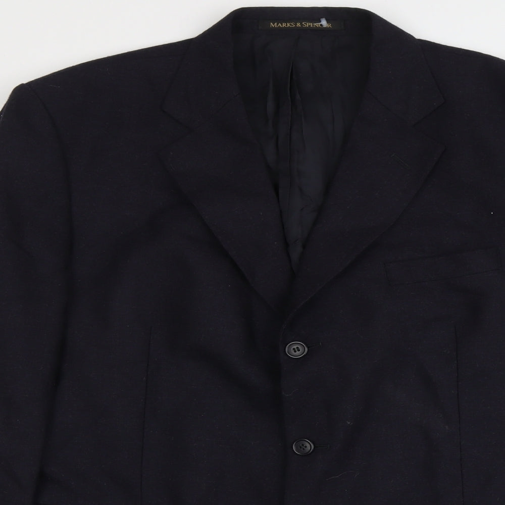 Marks and Spencer Mens Blue Wool Jacket Suit Jacket Size 44 Regular