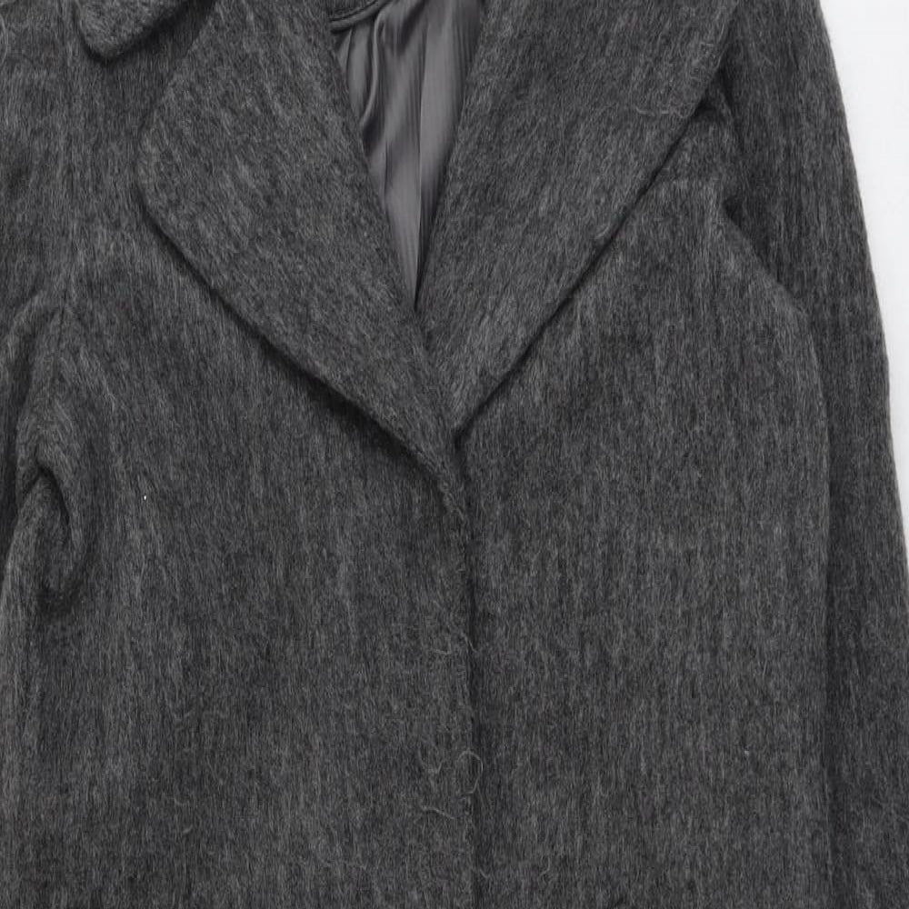 VILA Womens Grey Overcoat Coat Size XS Button