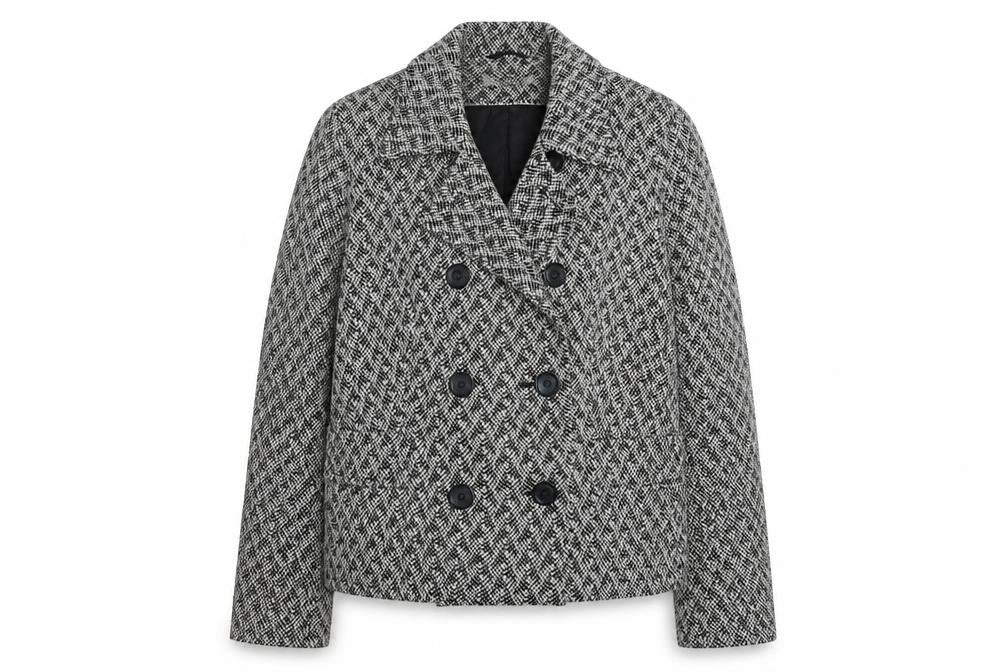 Marks & Spencer Womens Grey Geometric Jacket Blazer Size 16 Button
