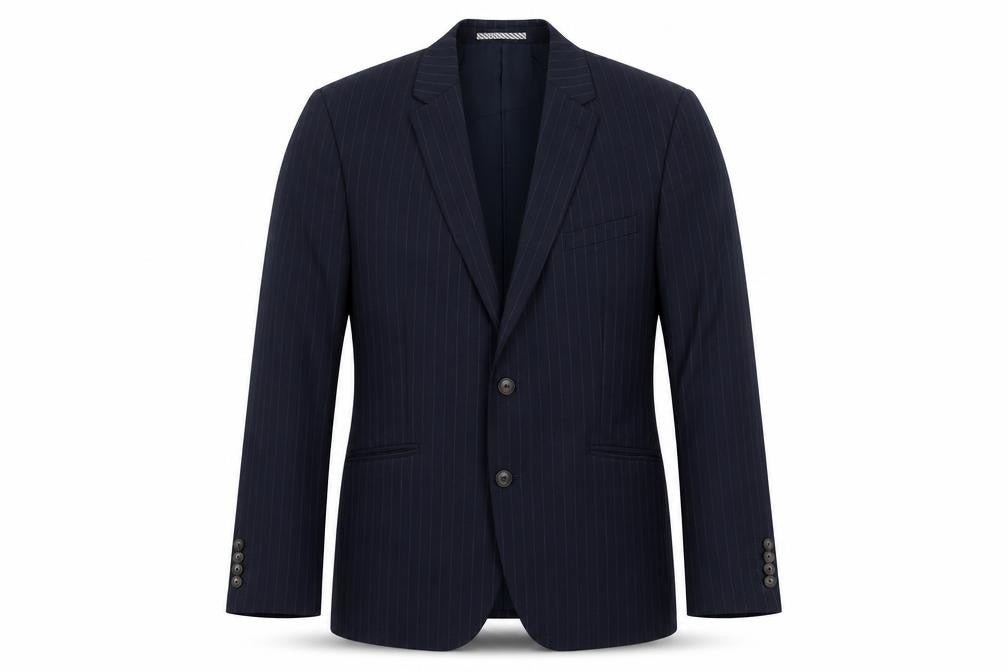 Marks and Spencer Mens Blue Striped Wool Jacket Suit Jacket Size 42 Regular