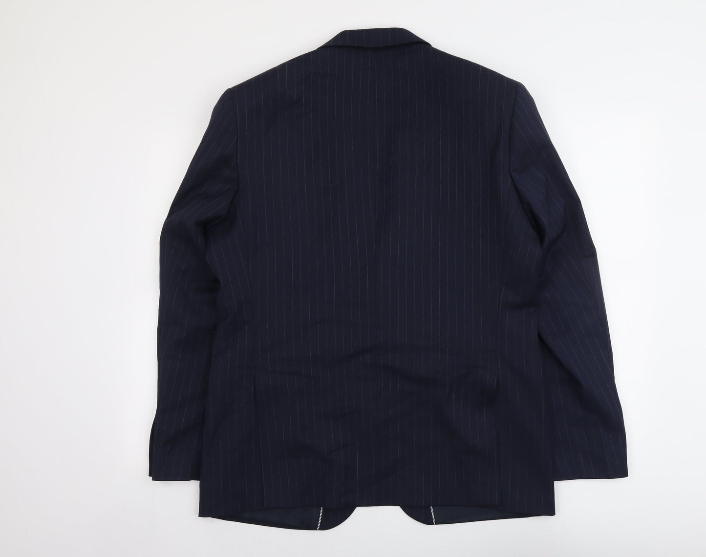 Marks and Spencer Mens Blue Striped Wool Jacket Suit Jacket Size 42 Regular