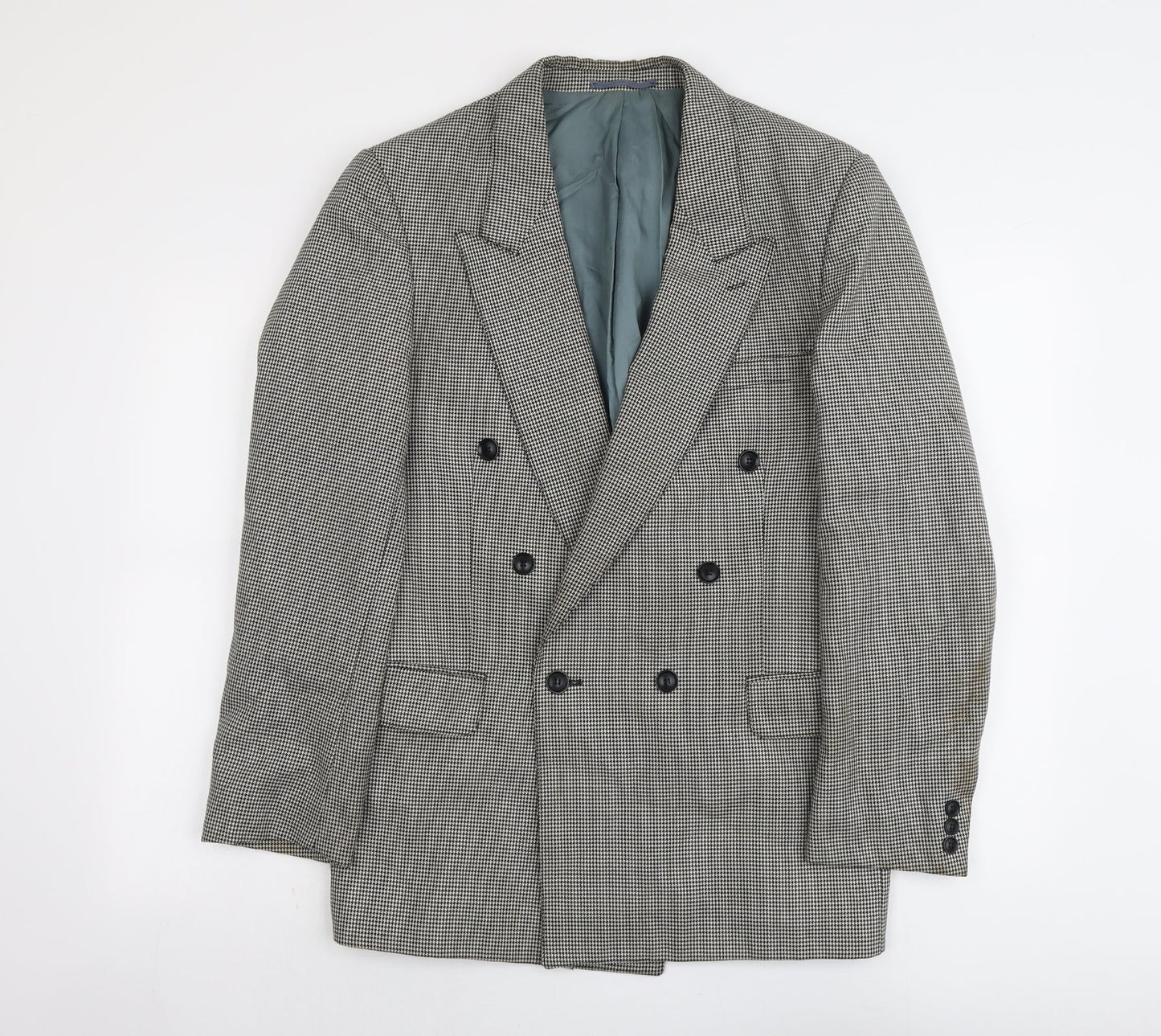 Skopes Mens Black Houndstooth Polyester Jacket Suit Jacket Size 42 Regular
