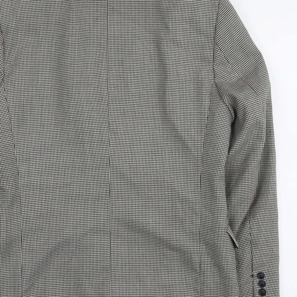 Skopes Mens Black Houndstooth Polyester Jacket Suit Jacket Size 42 Regular