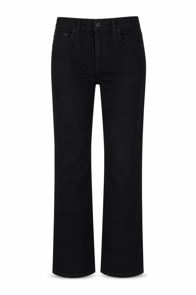 Front view of ESPRIT women’s black cotton straight jeans, size UK 29, in, 32-inch leg regular button