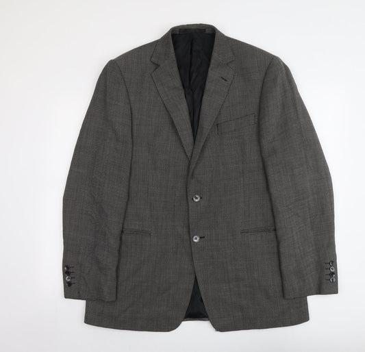 Marks and Spencer Mens Black Geometric Wool Jacket Suit Jacket Size 42 Regular