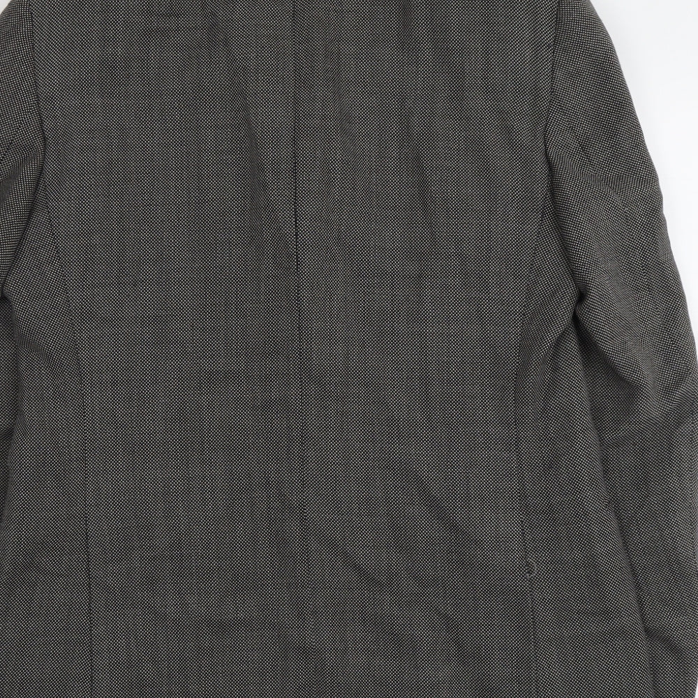 Marks and Spencer Mens Black Geometric Wool Jacket Suit Jacket Size 42 Regular