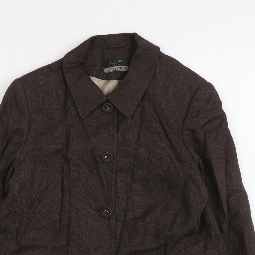 Principles Womens Brown Jacket Size 14 Button