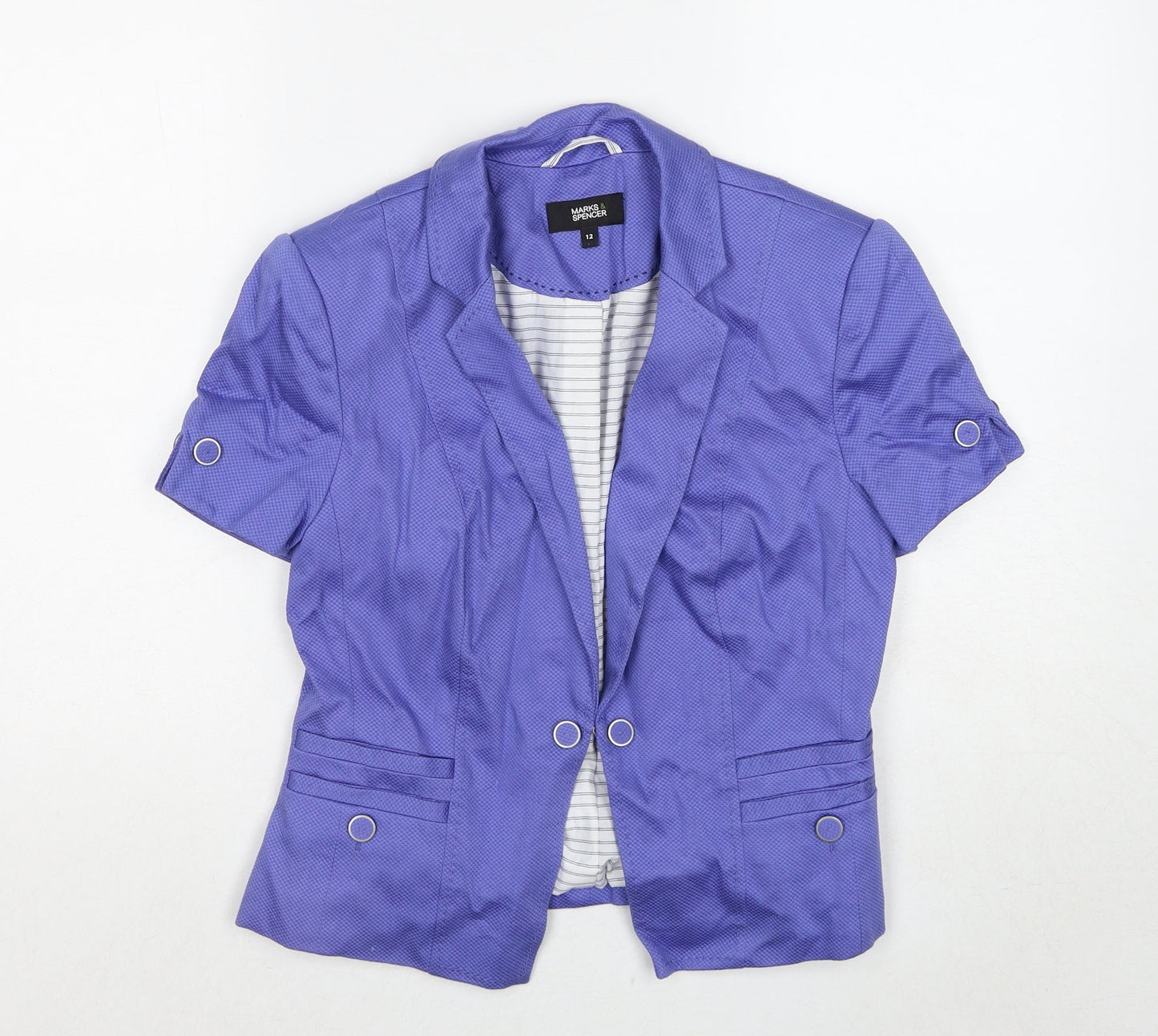 Marks and Spencer Womens Purple Jacket Blazer Size 12 Hook & Loop