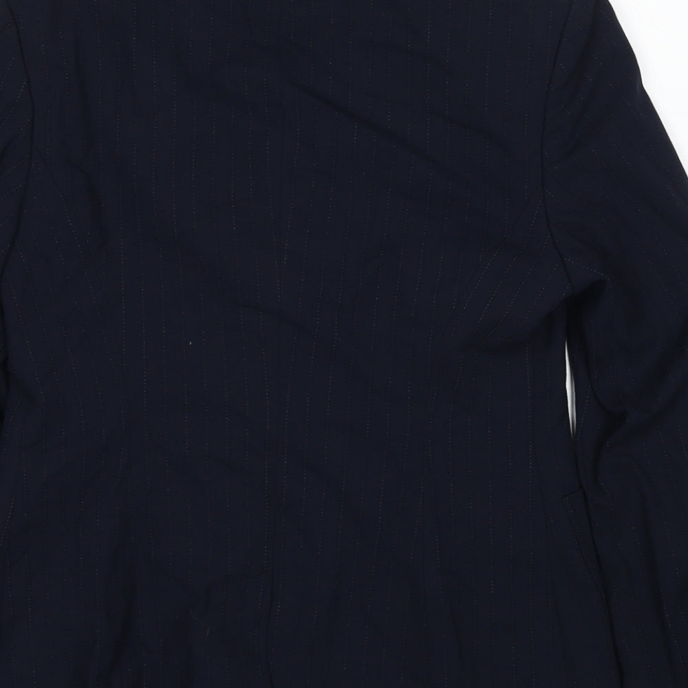 NEXT Womens Black Pinstripe Polyester Jacket Suit Jacket Size 10