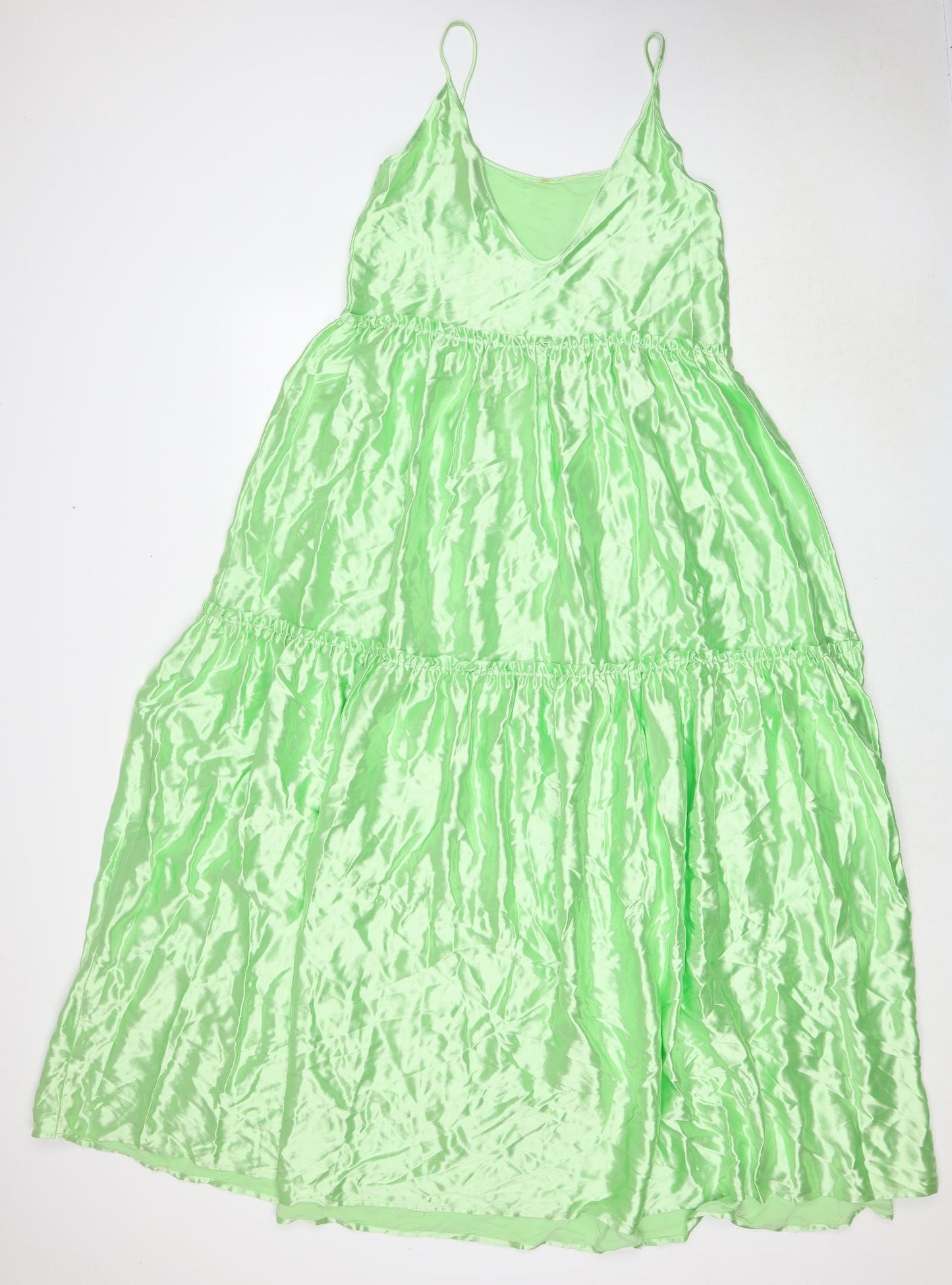 Extra AF Womens Green Viscose A-Line Size 10 Round Neck Pullover - Open Back