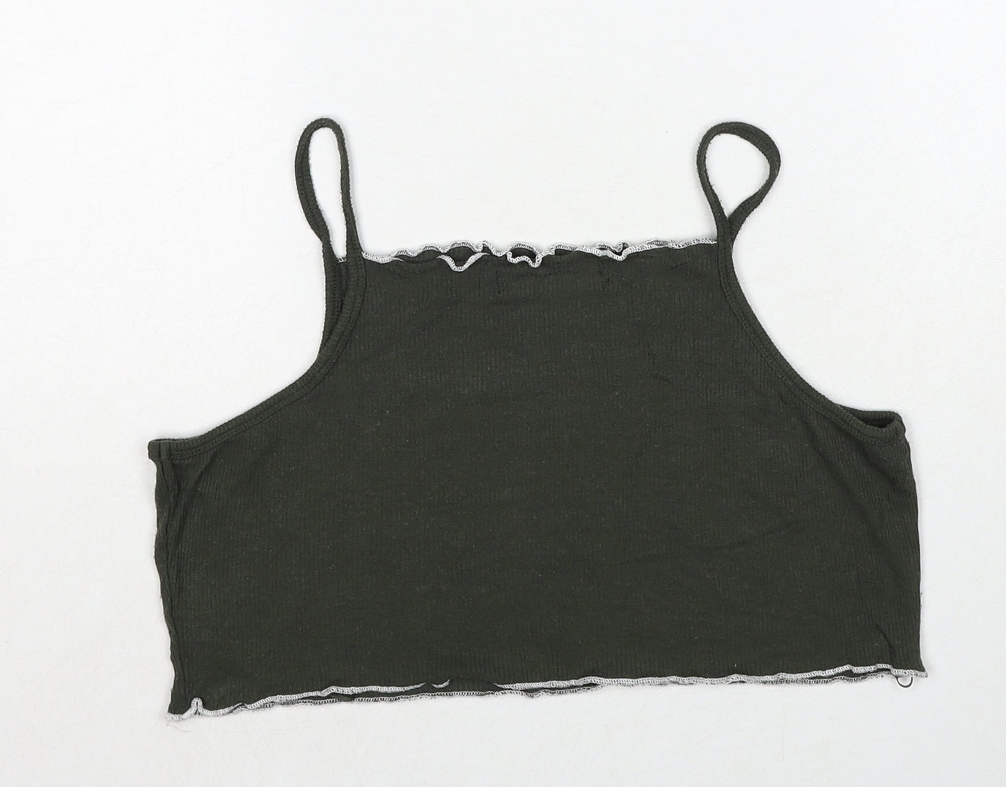 Select Womens Green Viscose Cropped Tank Size 8 Square Neck - Babygirl