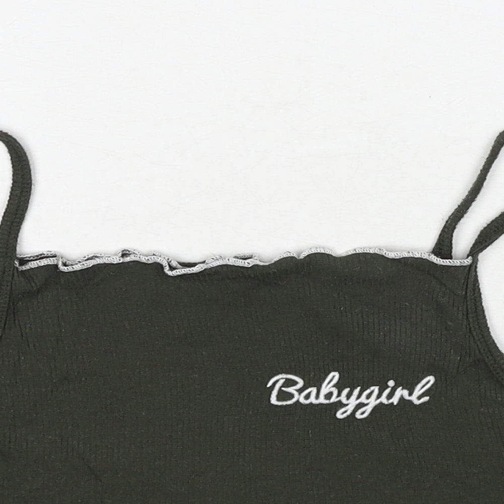 Select Womens Green Viscose Cropped Tank Size 8 Square Neck - Babygirl