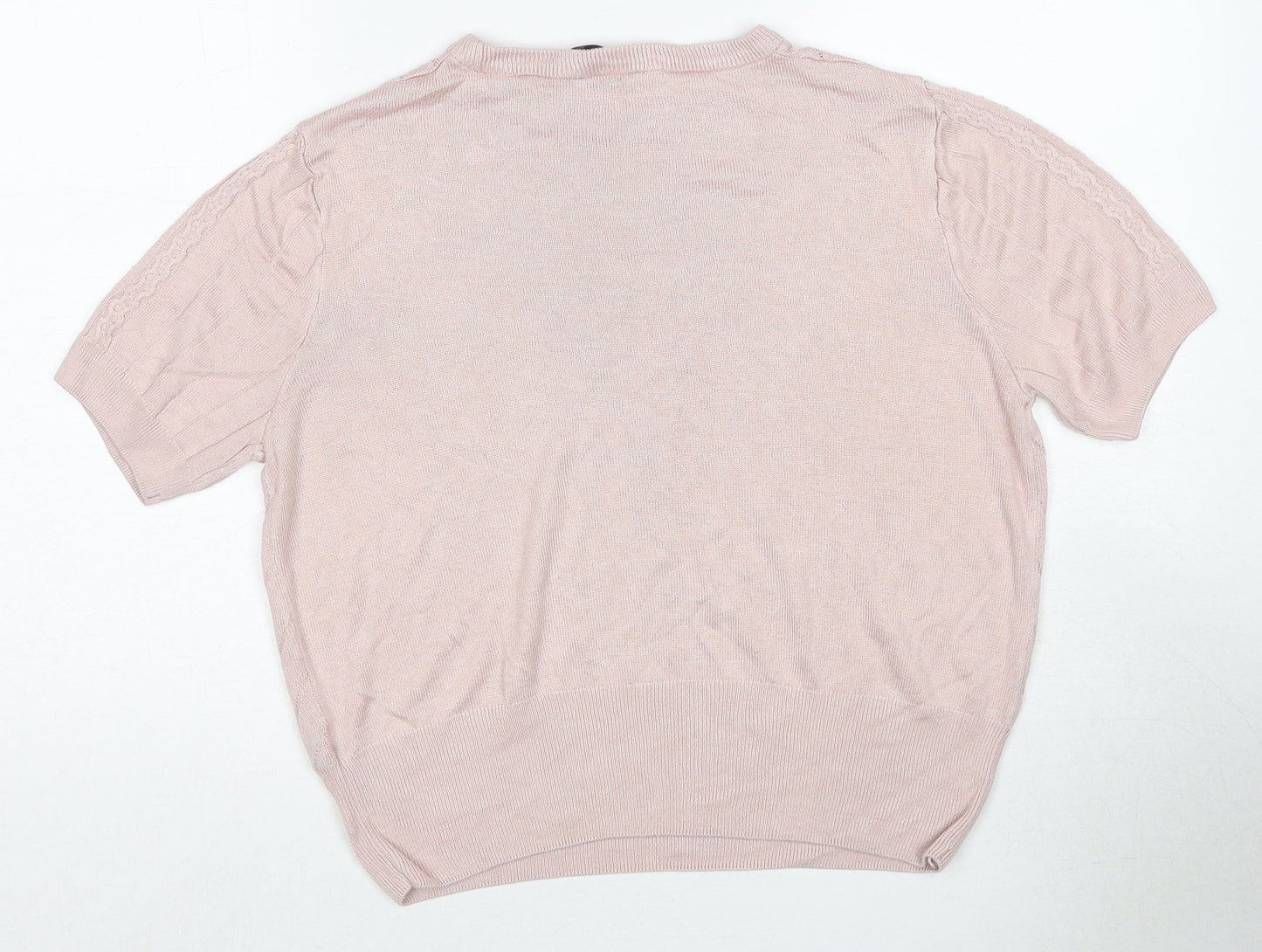 Marks and Spencer Womens Pink Round Neck Viscose Pullover Jumper Size 14