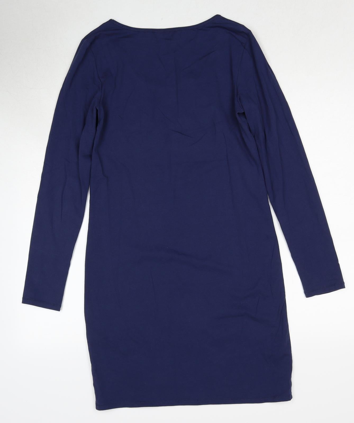 edc by Esprit Womens Blue Cotton Shift Size 12 Round Neck Pullover