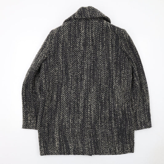 Label Lab Womens Grey Herringbone Overcoat Coat Size 16 Zip