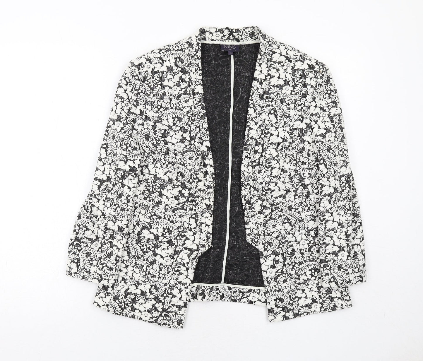 Marks and Spencer Womens White Geometric Jacket Blazer Size 12