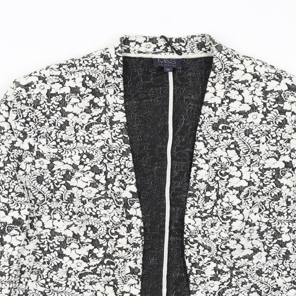 Marks and Spencer Womens White Geometric Jacket Blazer Size 12