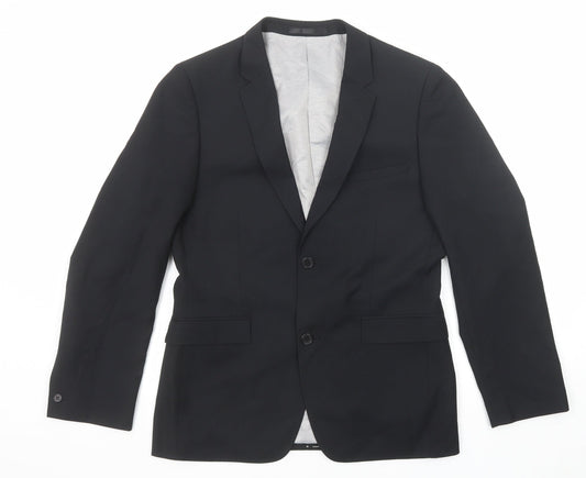 Ventuno 21 Mens Black Polyester Jacket Suit Jacket Size 38 Regular