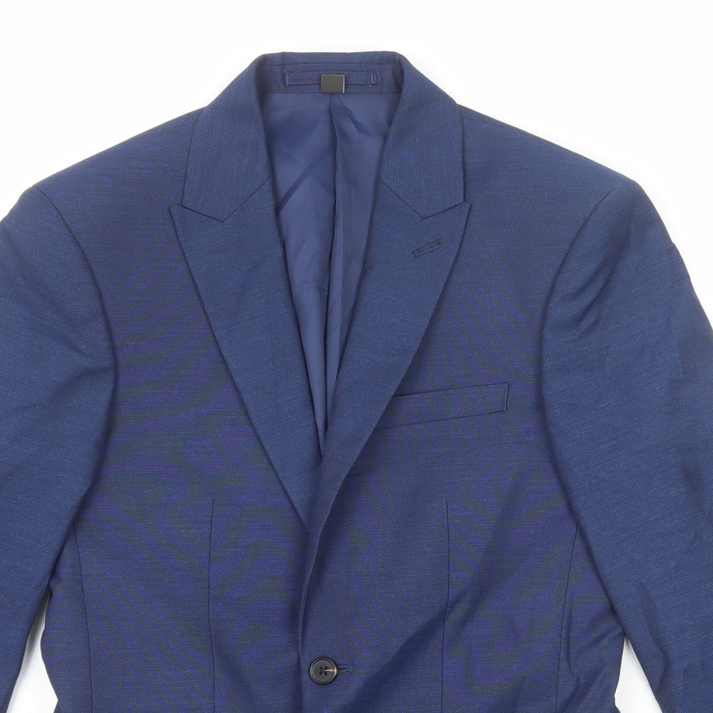 Marks and Spencer Mens Blue Polyester Jacket Suit Jacket Size 34 Regular