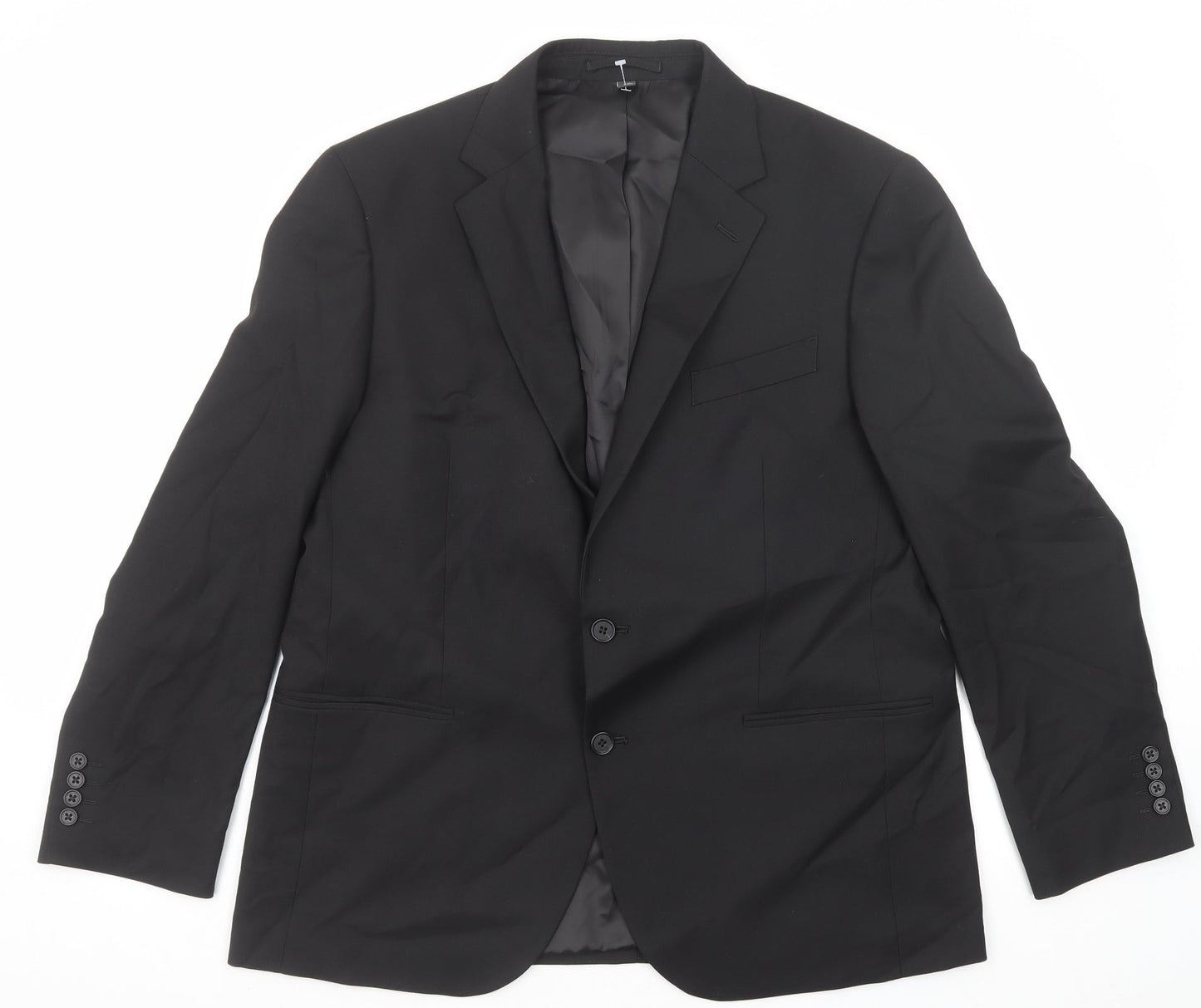Marks and Spencer Mens Black Polyester Jacket Suit Jacket Size 42 Regular