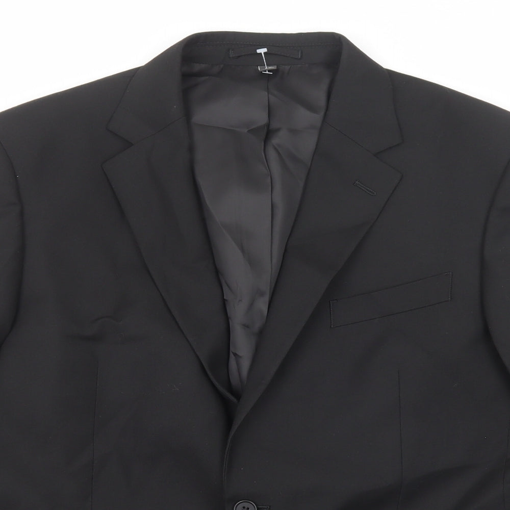 Marks and Spencer Mens Black Polyester Jacket Suit Jacket Size 42 Regular