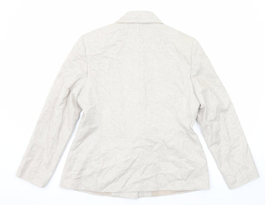 Steilmann Womens Beige Geometric Jacket Blazer Size 16 Snap