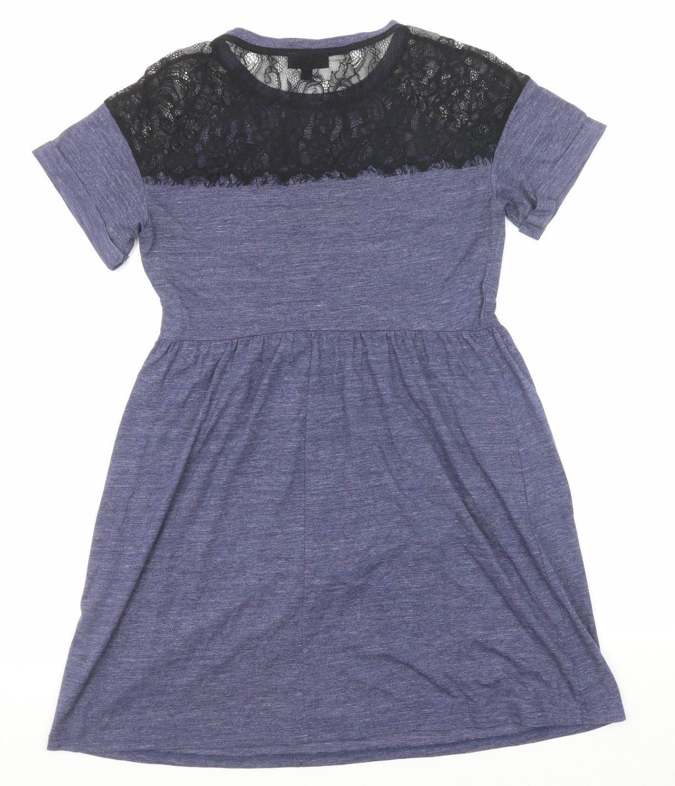 Topshop Womens Purple Polyamide A-Line Size 10 Round Neck Pullover - Lace Details