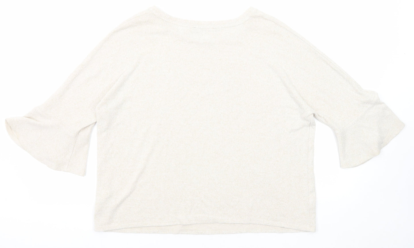 Marks and Spencer Womens Beige Round Neck Viscose Pullover Jumper Size 14