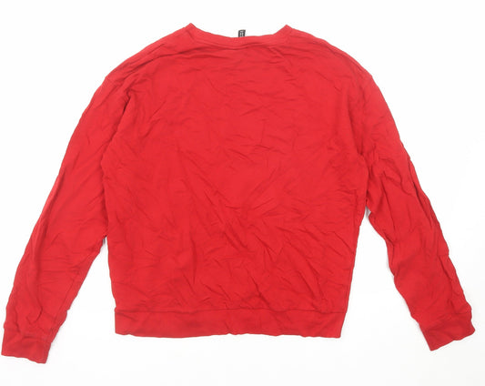 Divided by H&M Womens Red Cotton Pullover Sweatshirt Size M Pullover - Dear Santa Define Good