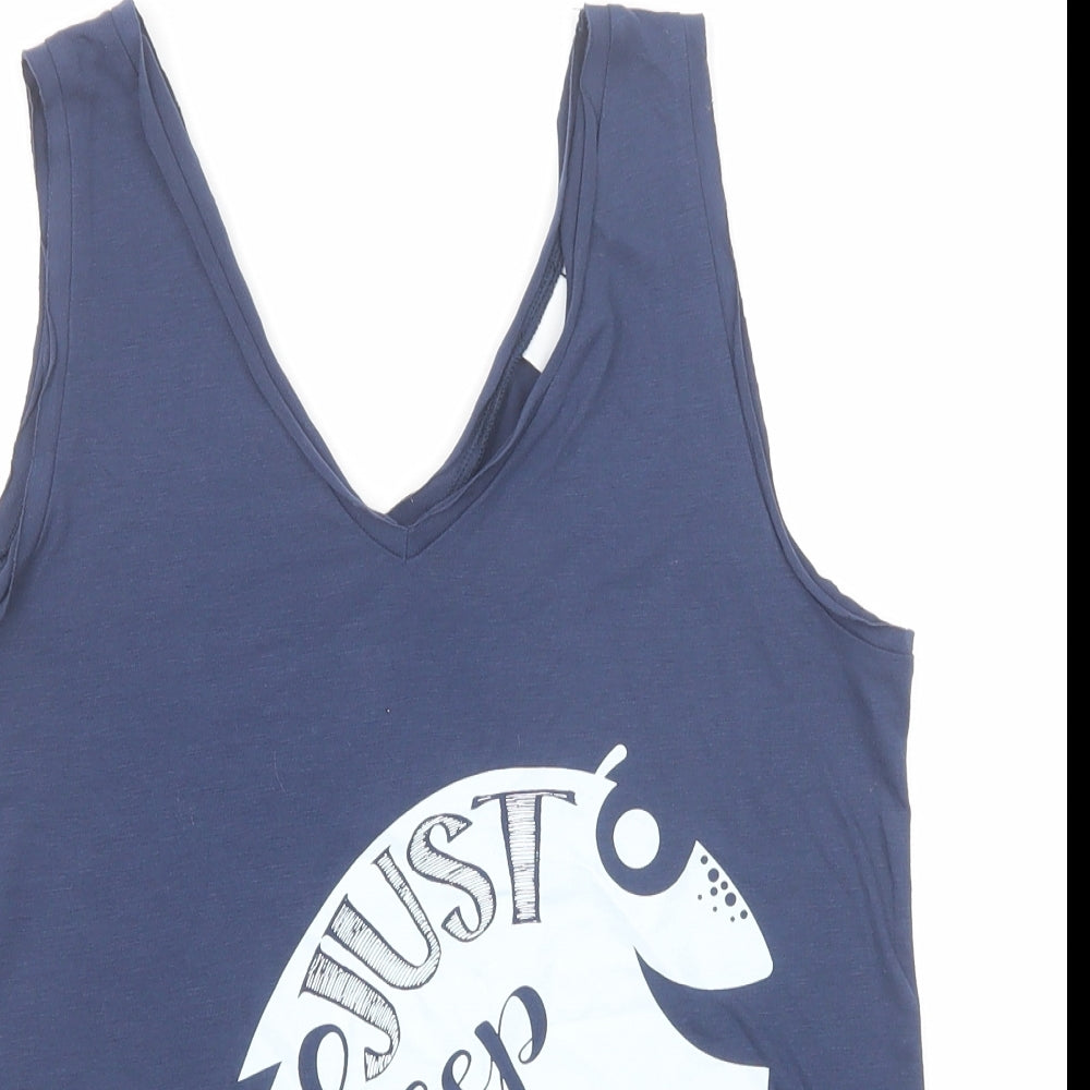 Disney Womens Black Viscose Basic Tank Size S V-Neck - Find Nemo Dory Just Keep Swimming