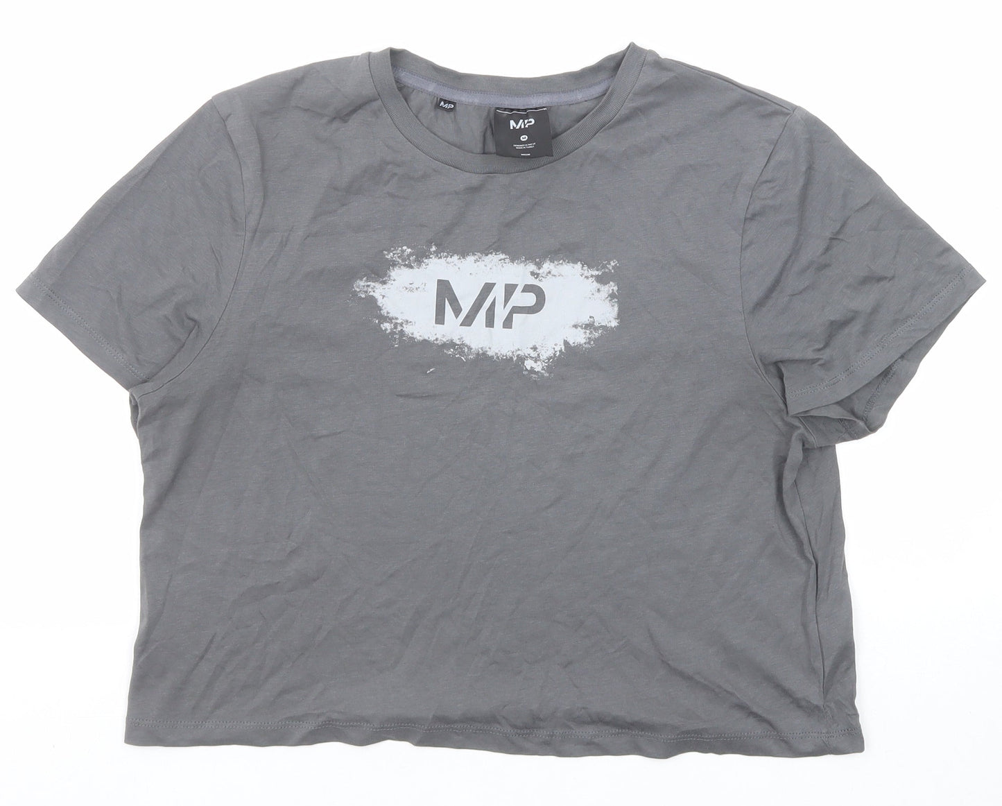 MP Womens Grey Cotton Basic T-Shirt Size M Round Neck