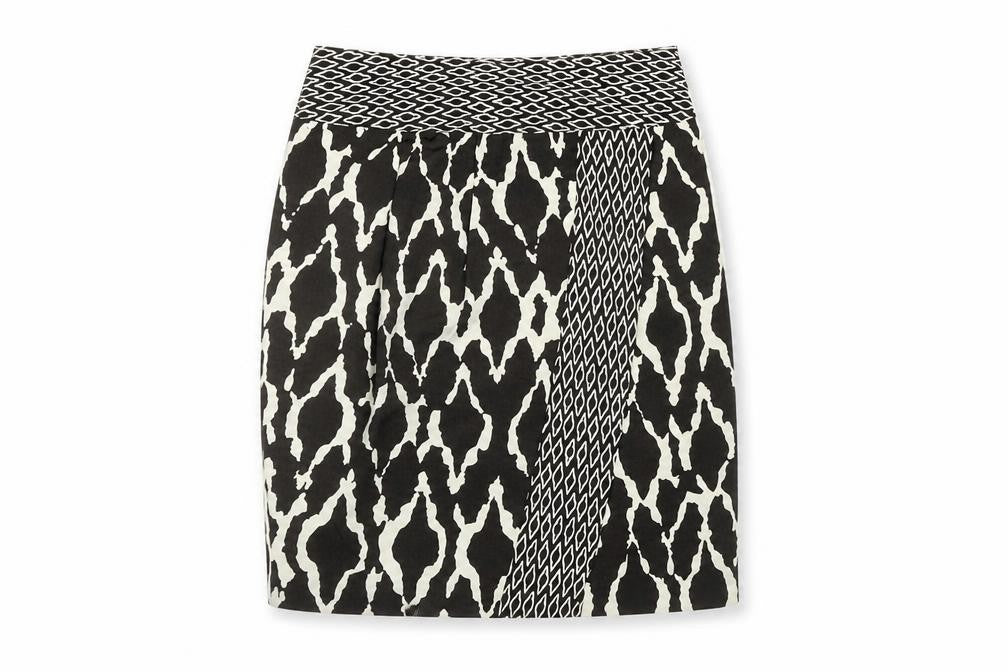 Marks and Spencer Womens Black Geometric Polyester A-Line Skirt Size 10 Zip