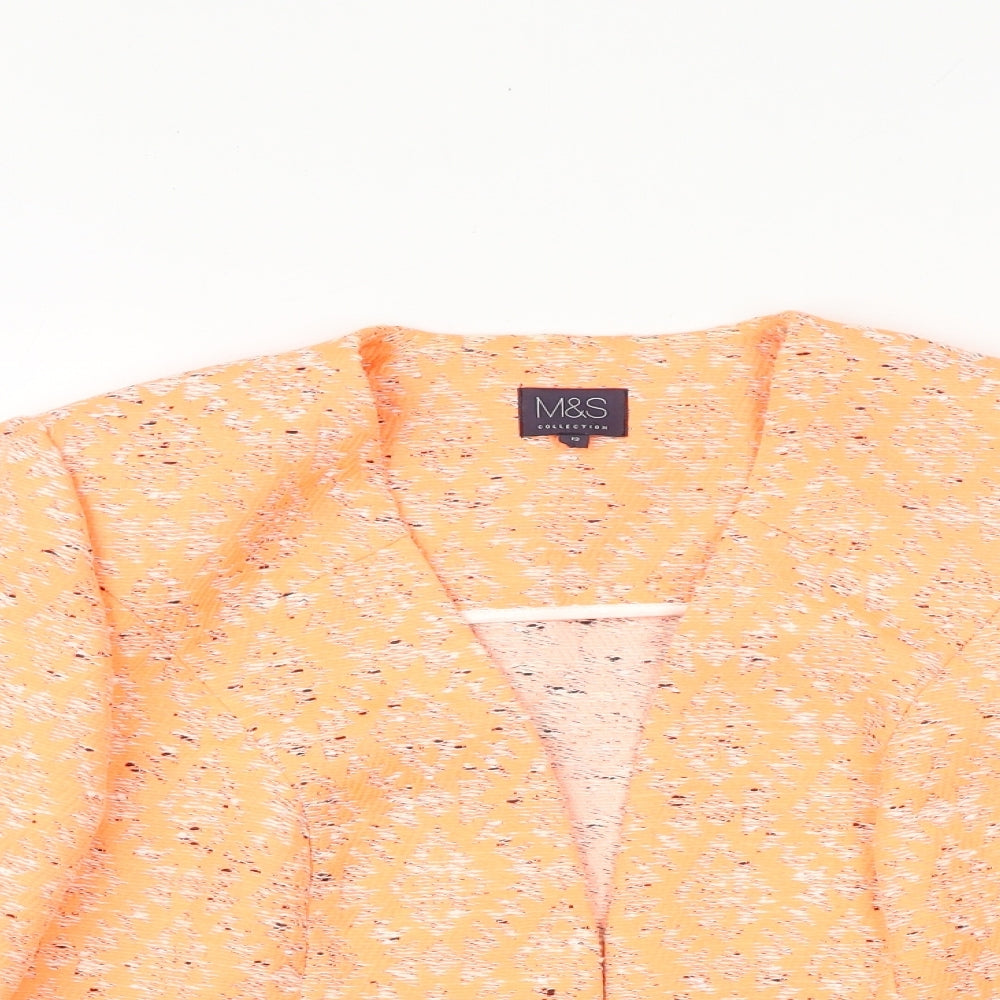 Marks and Spencer Womens Orange Geometric Jacket Blazer Size 12
