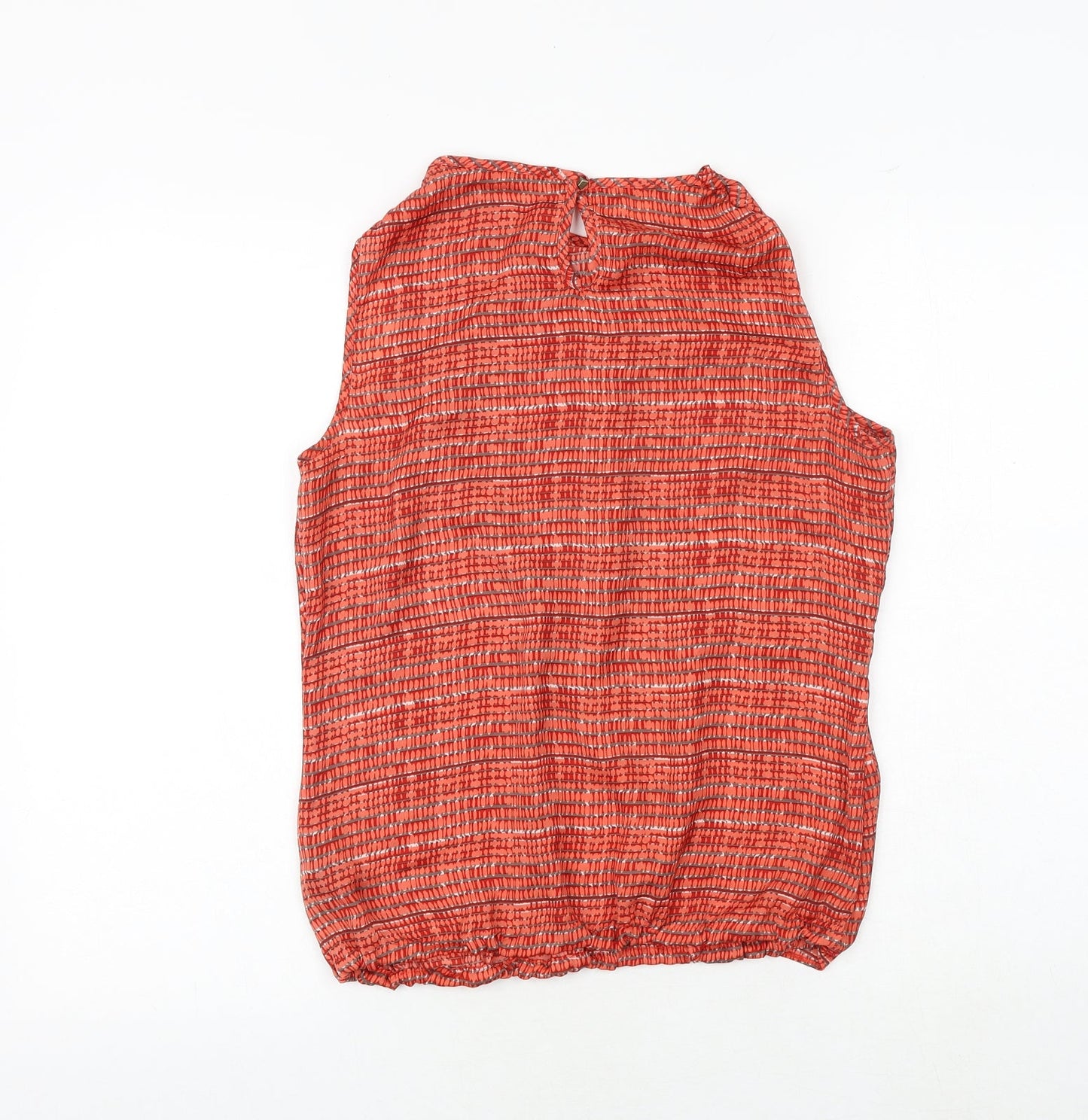Per Una Womens Red Geometric Polyester Basic Blouse Size 12 Boat Neck - Pleat Front Detail