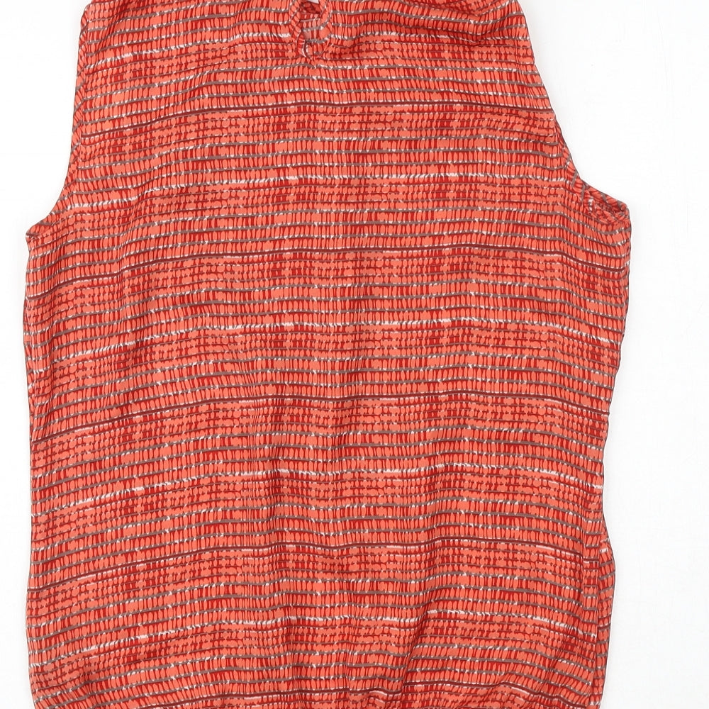Per Una Womens Red Geometric Polyester Basic Blouse Size 12 Boat Neck - Pleat Front Detail