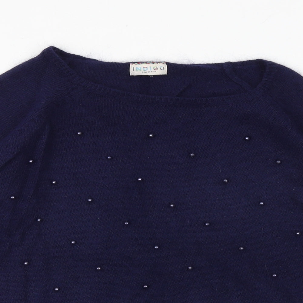 Marks and Spencer Womens Blue Boat Neck Polyamide Pullover Jumper Size 10