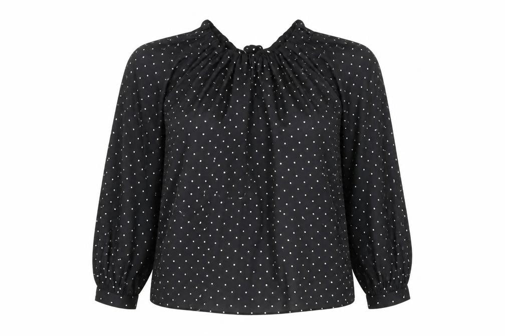 Marks and Spencer Womens Black Geometric Polyester Basic Blouse Size 10 Round Neck