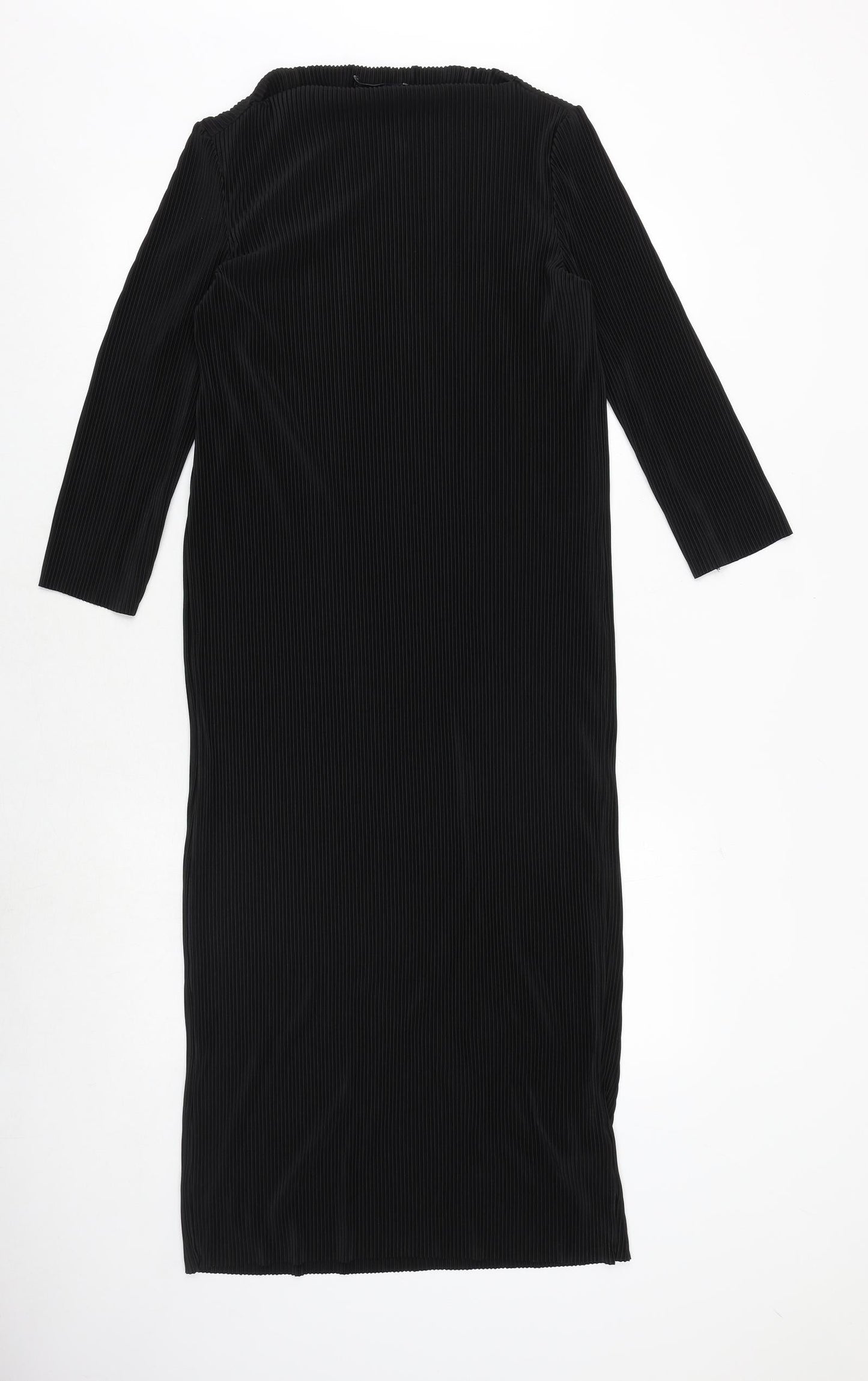 Marks and Spencer Womens Black Polyester Sheath Size 10 Boat Neck Pullover - Ribbed