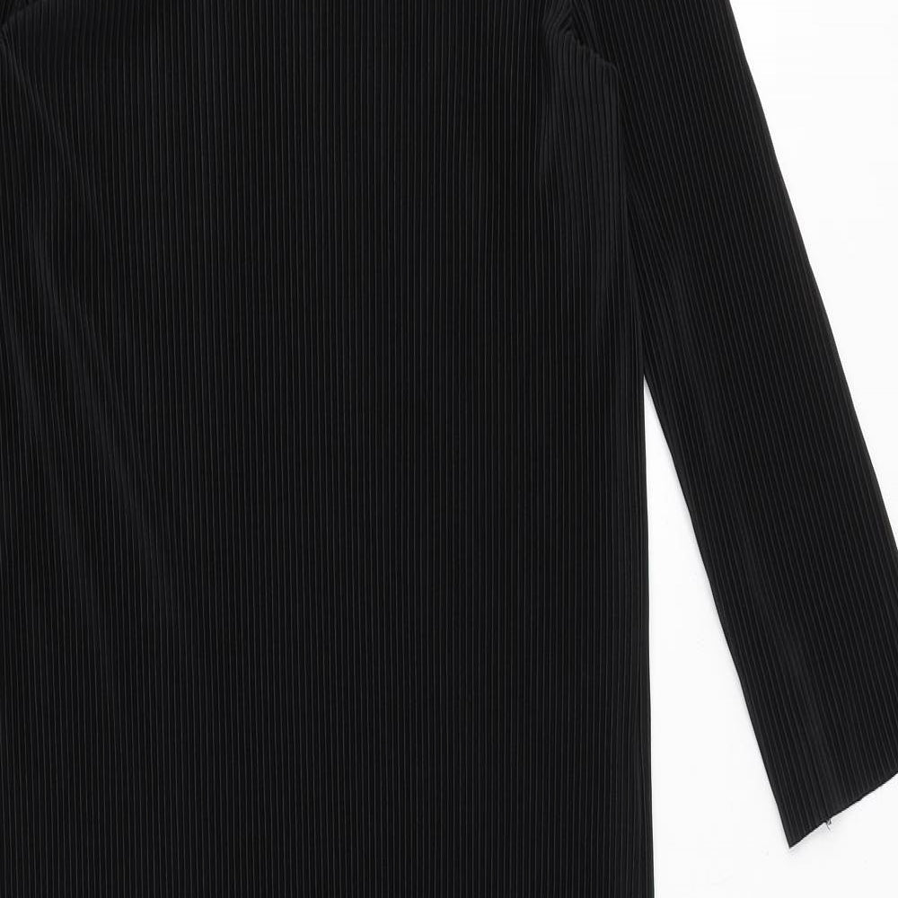 Marks and Spencer Womens Black Polyester Sheath Size 10 Boat Neck Pullover - Ribbed