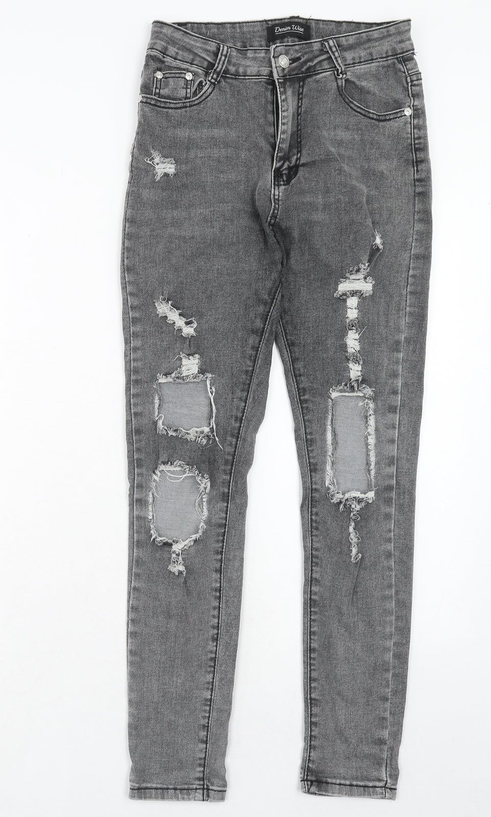 Denim Wise Womens Grey Cotton Skinny Jeans Size 10 Regular Zip
