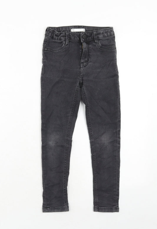 Marks and Spencer Girls Grey Cotton Skinny Jeans Size 7-8 Years Regular Zip