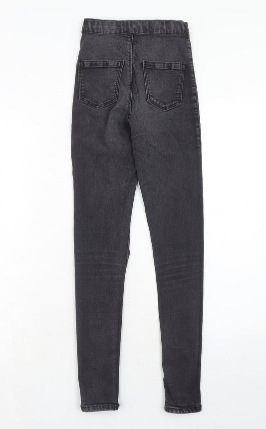 Topshop Womens Black Cotton Skinny Jeans Size 26 in L32 in Regular Zip