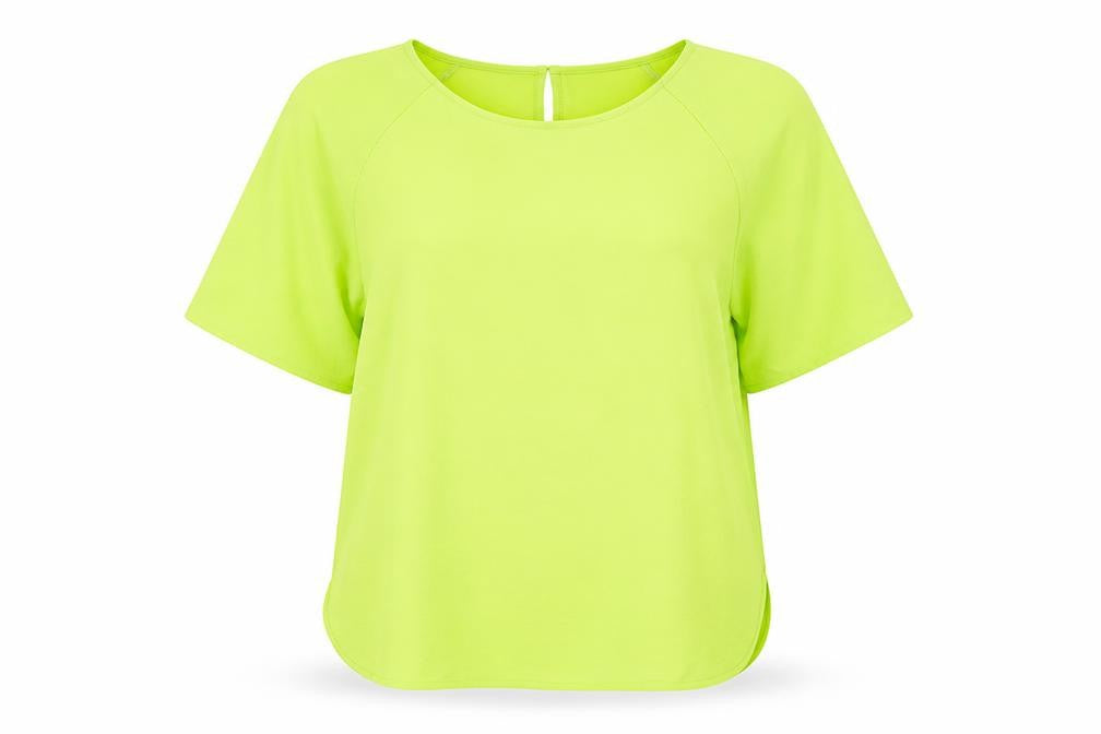 Marks and Spencer Womens Green Polyester Basic T-Shirt Size 10 Round Neck