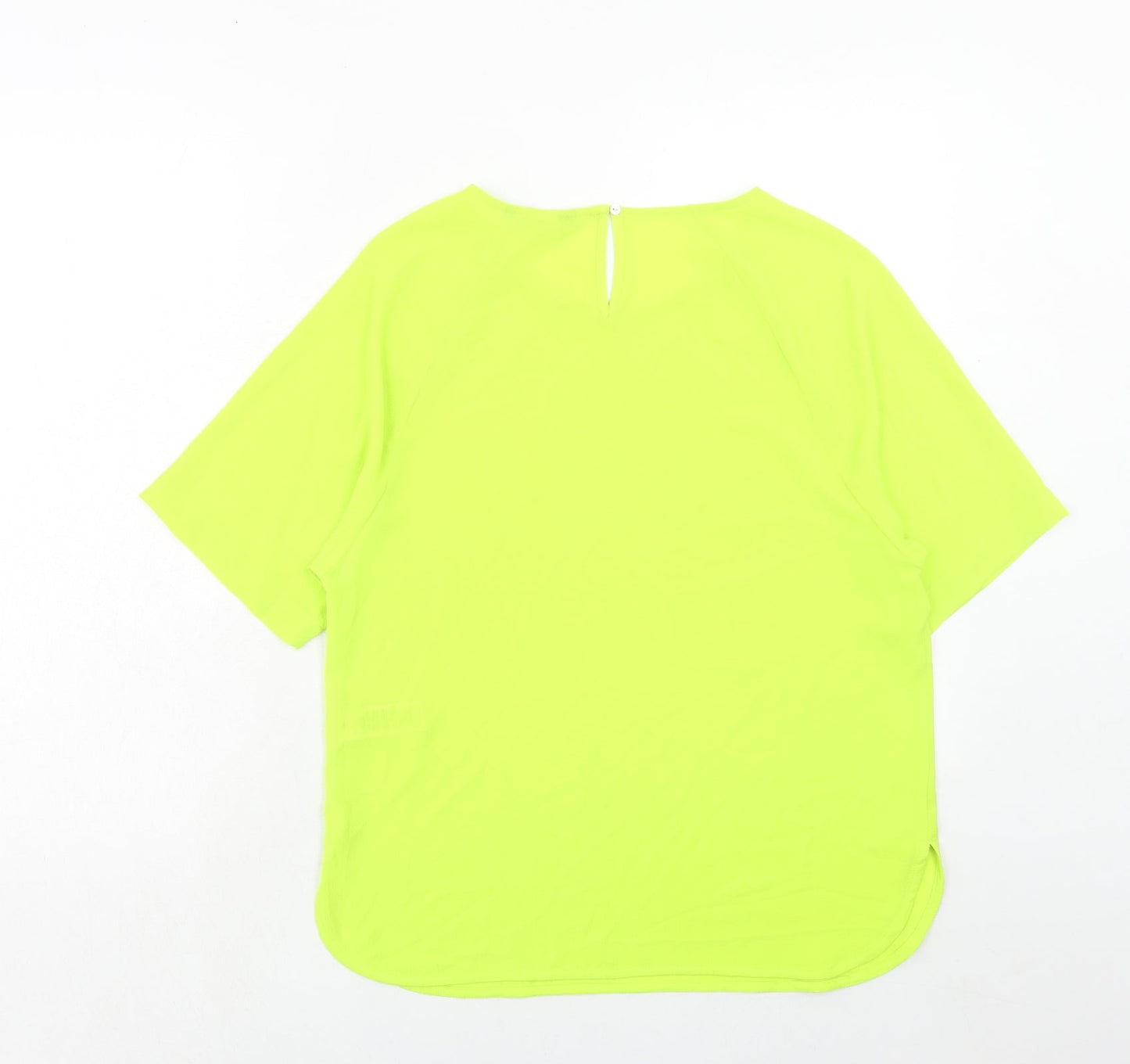 Marks and Spencer Womens Green Polyester Basic T-Shirt Size 10 Round Neck