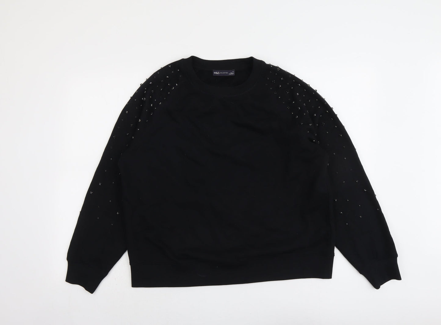 Marks and Spencer Womens Black Cotton Pullover Sweatshirt Size M Pullover